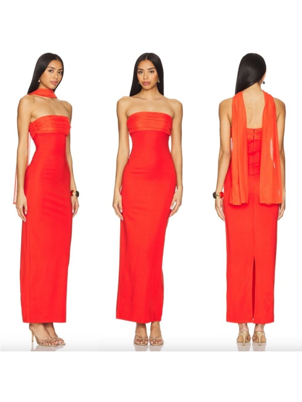 Superdown Tierra Maxi Tube Top Style Orange Dress Size Small - Picture 2 of 3
